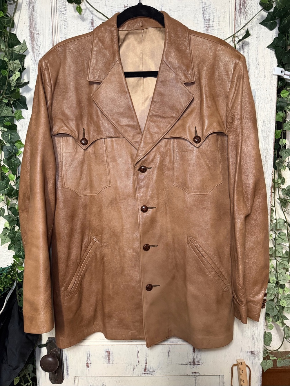 Men's Tan Leather Field Jacket